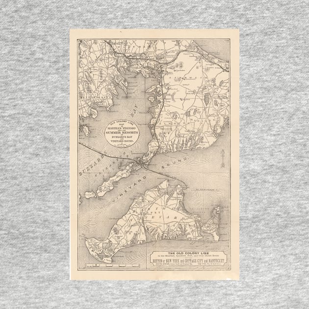 Vintage Cape Cod Old Colony Line Map (1888) by Bravuramedia